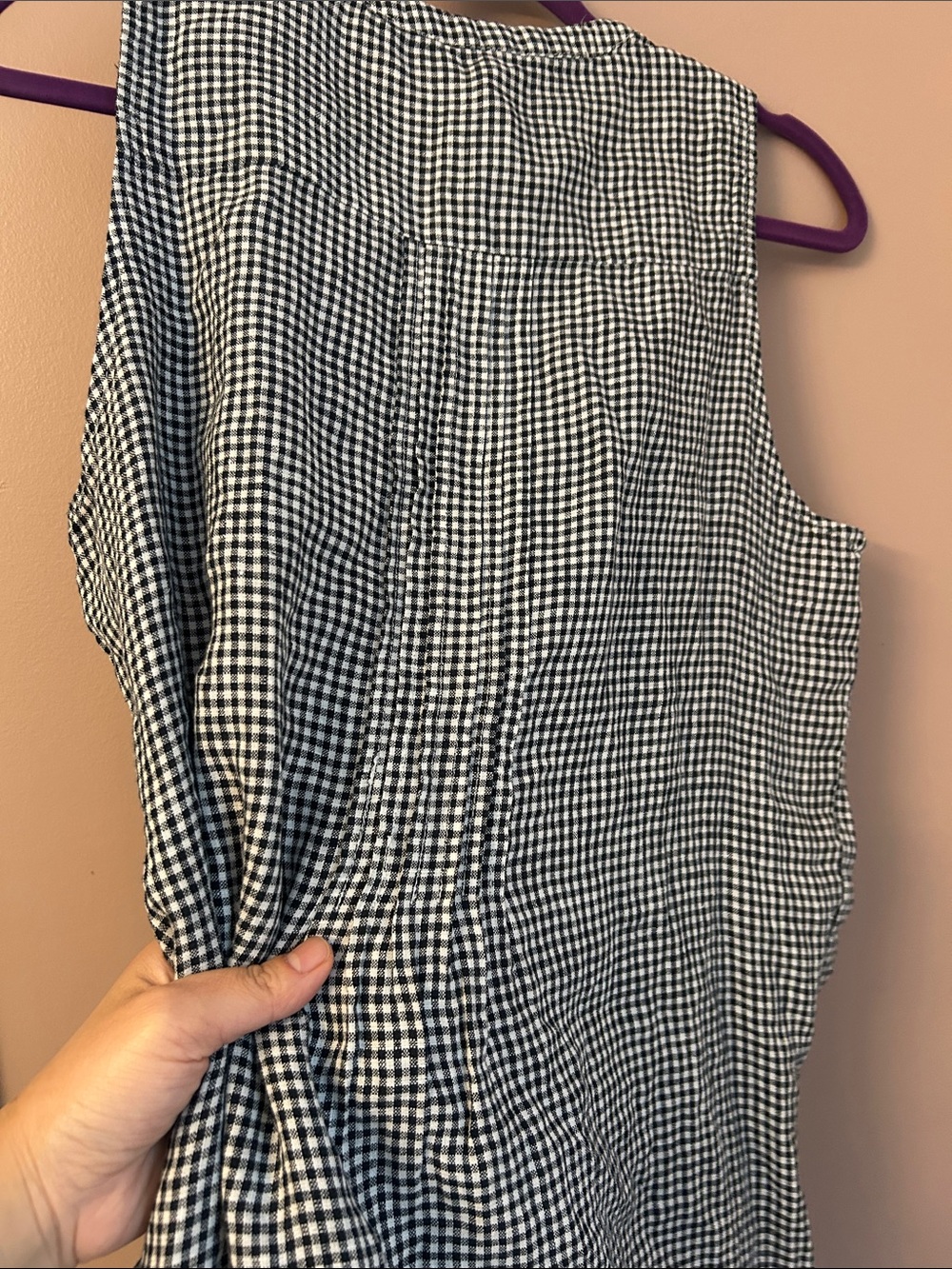 NWT Quince 100% European Linen Sleeveless Swing Dress Gingham Size L - Picture 6 of 13